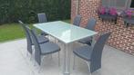 Moderne Glazen Eettafel En 6 Bijhorende Stoelen, Huis en Inrichting, Tafels | Eettafels, Ophalen, 100 tot 150 cm, 50 tot 100 cm