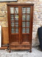 Antieke massieve kast, Ophalen, Gebruikt, 50 tot 100 cm, Oude boerenkast met gordijnen