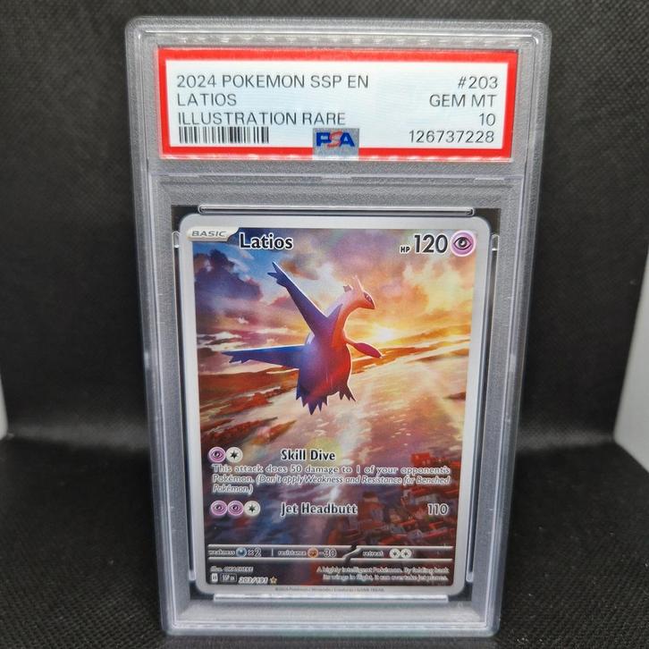 Latios Illustration Rare SSP EN PSA 10, Hobby en Vrije tijd, Verzamelkaartspellen | Pokémon, Ophalen of Verzenden