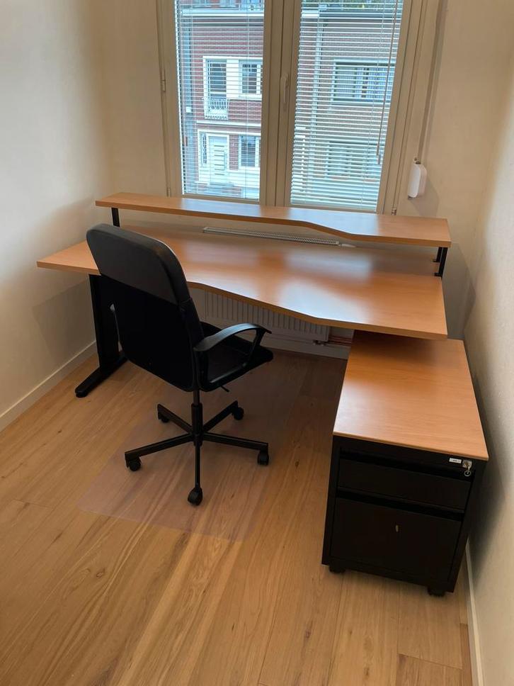 2-delig bureau met bijzetkast in nieuwstaat, Maison & Meubles, Bureaux, Comme neuf, Bureau, Enlèvement