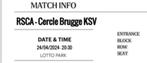 Rsca - cercle Brugge 2 tickets E11, Tickets & Billets, Sport | Football, Deux personnes, Cartes en vrac, Avril