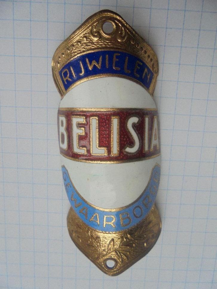 fietsplaat rijwielen belisia gewaarborgd email balhoofdplaat, Antiek en Kunst, Antiek | Email, Ophalen of Verzenden