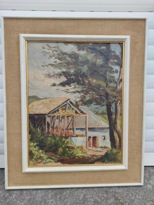 huile sur panneau maison signe p closset, Antiek en Kunst, Kunst | Schilderijen | Klassiek, Ophalen of Verzenden