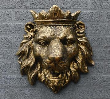 Tête de lion avec couronne - doré/noir par Polystone