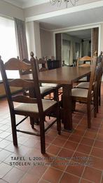 Antieke eettafel met 6 bijhorende stoelen, Gebruikt, 6 tot 8 stoelen, Ophalen