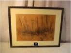Mooie Oude Tekening 'In het Moerasgebied' - gesigneerd 1966, Antiek en Kunst, Ophalen of Verzenden