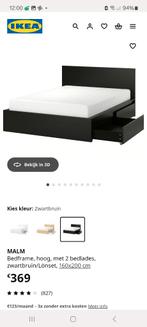 Dubbel bed ikea Malm, Huis en Inrichting, Ophalen, Gebruikt, Zwart, Tweepersoons