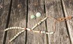 Vintage, keramieken juwelenset:kralenketting & clips oorbel, Ophalen of Verzenden, Zo goed als nieuw