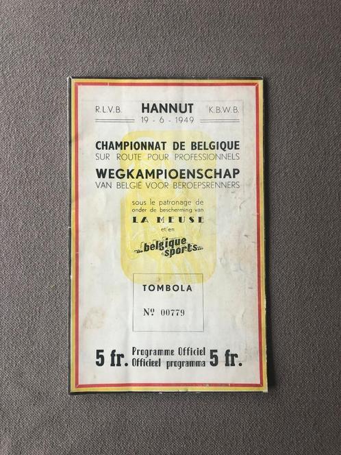 programme Championnat Belgique Cyclisme 1949 Hannut La Meuse, Vélos & Vélomoteurs, Vélos & Cyclomoteurs Autre, Enlèvement ou Envoi