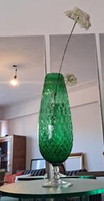 Gehamerde glazen vaas uit de jaren 60, Huis en Inrichting, Woonaccessoires | Vazen, Ophalen, 50 tot 75 cm, Groen, Glas