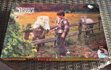 Puzzle Schmidt - Le garçon et son poney - 80 pièces, Enlèvement ou Envoi, Plus de 50 pièces, Utilisé, 4 à 6 ans