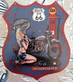 MOTOCYCLES-ROUTE 66-GENUINE OIL-pin up, Enlèvement ou Envoi, Panneau publicitaire, Neuf