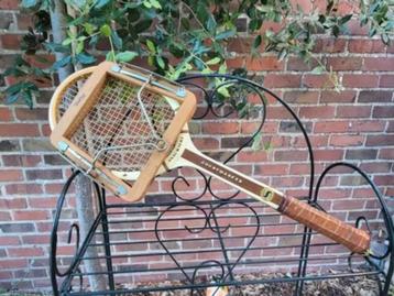 Raquette de tennis vintage en bois grognements, Enlèvement ou Envoi, Raquette, Dunlop