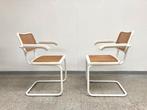 Twee Vintage mid-century Marcel Breuer Cesca stoelen, Huis en Inrichting, Ophalen, Twee, Wit, Riet of Rotan