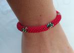 Gehaakte kralenarmband, Ophalen of Verzenden, Nieuw, Rood, Overige materialen