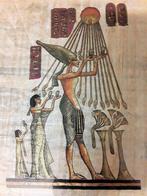 Parchemin égyptien - cadre doré - Aton Akhenaton Néfertiti, Antiquités & Art, Enlèvement ou Envoi