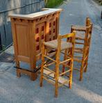 Bar avec 3 chaises haute bois osie, Huis en Inrichting, Barren, Ophalen, Gebruikt, Inclusief barstoelen