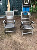 2 teak tuinstoelen, Tuin en Terras, Tuinstoelen, Teakhout, Gebruikt, Ophalen, Verstelbaar