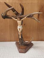 Vintage Crucifix, corpus van Jezus op hertengewei, Antiek en Kunst, Ophalen of Verzenden
