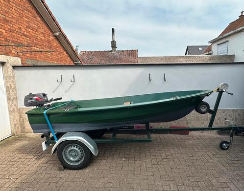 Complete vis/toerboot met trailer en motor direct vaar klaar, Watersport en Boten, Vis- en Consoleboten, Gebruikt, Tot 10 pk, Benzine
