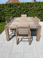 Tuintafel en 6 stoelen, Tuin en Terras, Tuintafels, Ophalen, Gebruikt, Vierkant, Teakhout