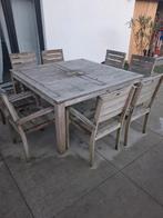 Tuintafel met stoelen, Ophalen, Gebruikt, Vierkant, Hout