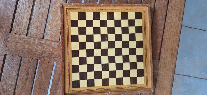 Vintage houten combi schaak- en dambord, Antiek en Kunst, Curiosa en Brocante, Ophalen of Verzenden