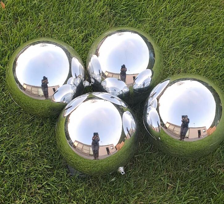 Kerstballen grote decoratieve zilverkleurig 4 stuks., Diversen, Kerst, Nieuw, Ophalen