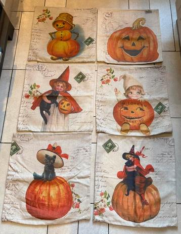 Halloween set 6 linnen kussenslopen beschikbaar voor biedingen