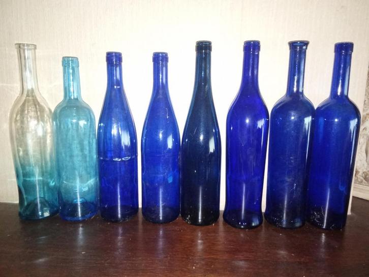 Blauwe flessen, Antiek en Kunst, Antiek | Glaswerk en Kristal, Verzenden
