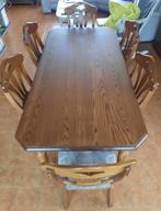 heel mooi eiken eettafel met 6 eiken zware mooie stoelen, Ophalen, Zo goed als nieuw