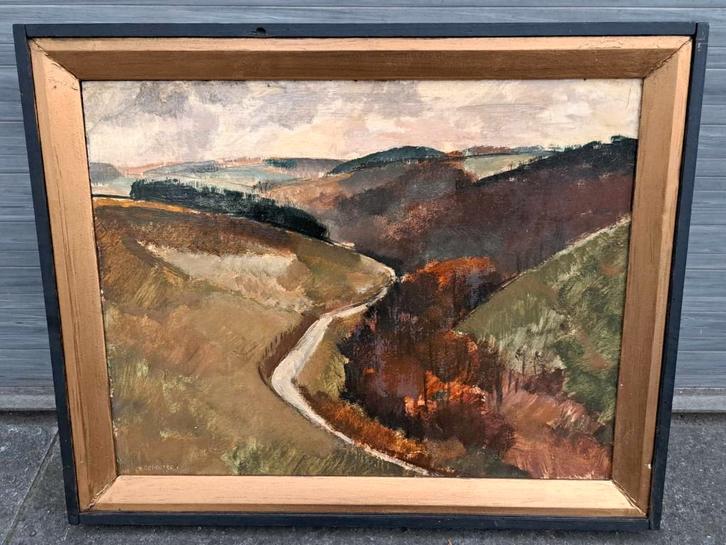 Huile sur panneau paysage signe Frans depooter, Antiek en Kunst, Kunst | Schilderijen | Klassiek, Ophalen of Verzenden