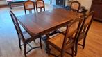 Antieke Eiken Eettafel met 6 stoelen, Huis en Inrichting, Ophalen, Gebruikt, Eikenhout, 50 tot 100 cm