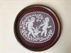 Ronde houten lijst met glas bruin gouden bies 26,5 cm, Antiek en Kunst, Curiosa en Brocante, Ophalen of Verzenden