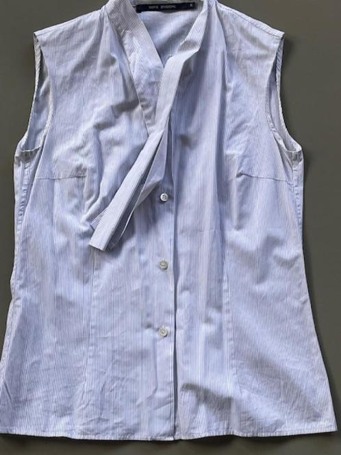 Witte blouse met blauw lijntje en strik Sofie D'Hoore, Kleding | Dames, Blouses en Tunieken, Gedragen, Maat 38/40 (M), Wit, Verzenden