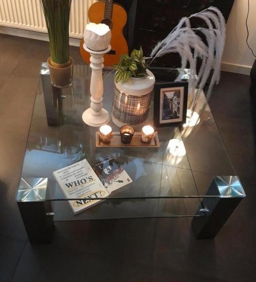 Design glazen salontafel, Huis en Inrichting, Tafels | Statafels, Zo goed als nieuw, Ophalen