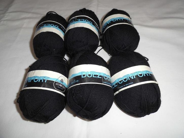 Duez Comfort zwarte wollen ballen (6 ballen)., Hobby en Vrije tijd, Breien en Haken, Machine, Ophalen of Verzenden