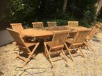 Teck neuf huilé: ensemble de table ov. de 240cm 6 chaises, Jardin & Terrasse, Ensembles de jardin, Plus de 8 places, Enlèvement ou Envoi