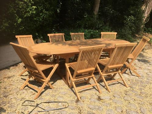Teck neuf huilé: ensemble de table ov. de 240cm 6 chaises, Tuin en Terras, Tuinsets en Loungesets, Nieuw, Loungeset, Teakhout