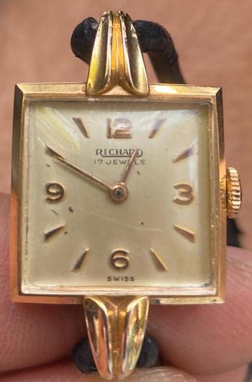 Dameshorloge – Richard 17 Jewels Swiss – 18K Goud, Enlèvement ou Envoi, Comme neuf