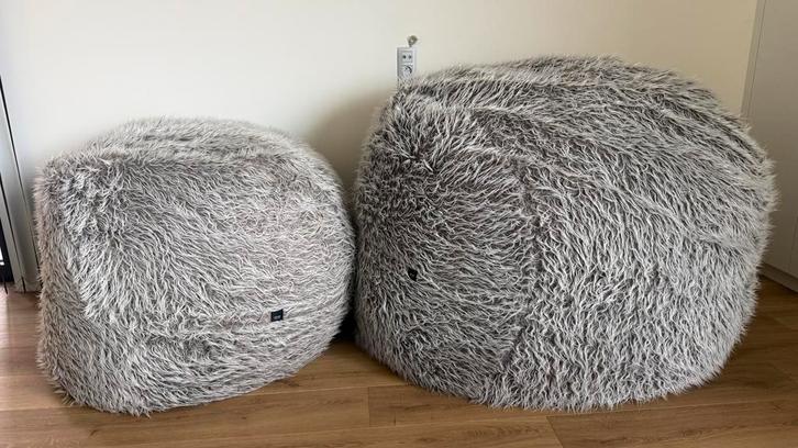 Zitzakken Vetsak flokati grijs, Huis en Inrichting, Zitzakken, Zo goed als nieuw, Zitzak, Grijs, Ophalen