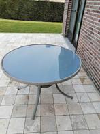 Tuintafel in alu met glazen blad., Jardin & Terrasse, Comme neuf, Enlèvement ou Envoi