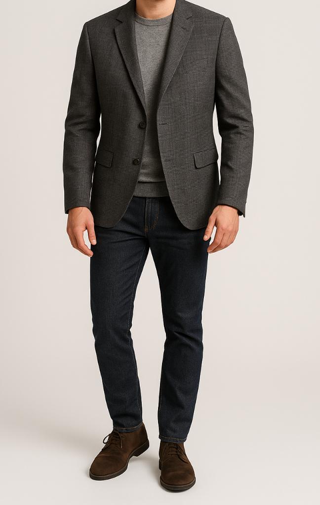 Carl Gross suède colbert maat L, Kleding | Heren, Kostuums en vesten, Zo goed als nieuw, Maat 52/54 (L), Grijs, Ophalen of Verzenden