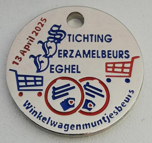 Winkelwagenmunt winkelwagenmuntjesbeurs Veghel 13 april 2025, Verzamelen, Winkelwagenmuntjes, Ophalen of Verzenden