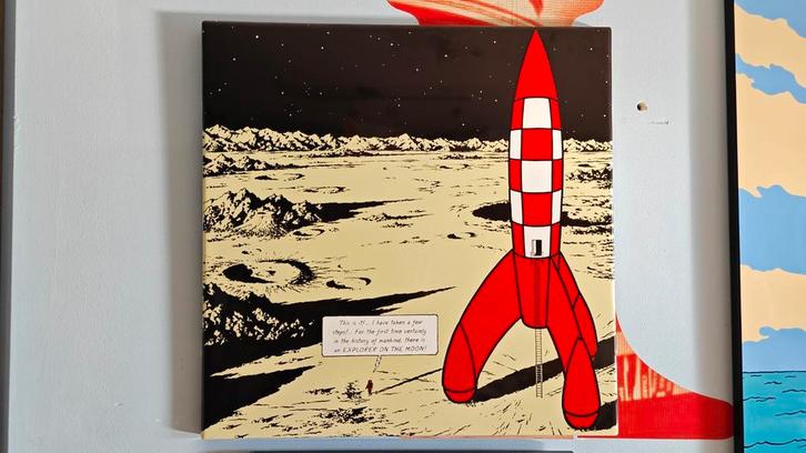 Plaque émaillée Tintin Lune, Collections, Personnages de BD, Tintin, Enlèvement ou Envoi