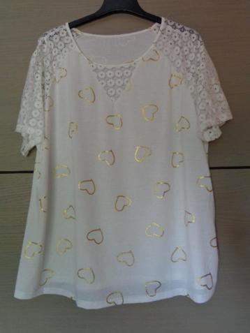 Nieuw / Witte shirt met gouden hartjes (50/52) shein beschikbaar voor biedingen
