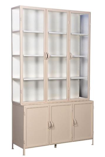 Buffetkast zand  metaal glas exclusief 142 cm breed actie beschikbaar voor biedingen