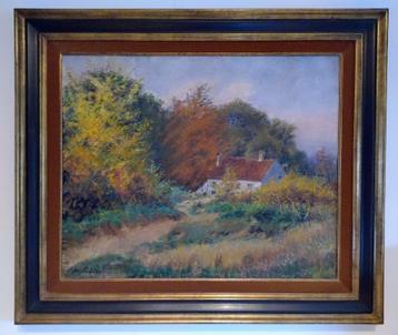 HAZLEDINE Alfred. Het oude huisje met rieten dak. 80x65cm. beschikbaar voor biedingen