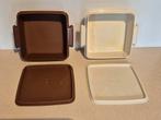 Tupperware vierkante bewaardozen; samen €4, Huis en Inrichting, Keuken | Tupperware, Ophalen of Verzenden, Gebruikt, Bruin, Overige typen