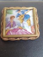oude vintage broche met tafereel/viny limoges stempel, Handtassen en Accessoires, Ophalen, Overige materialen, 4 tot 7 cm, Overige kleuren